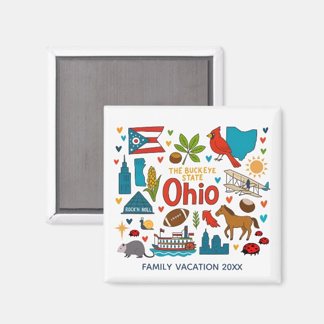 Aimant Ohio Family Trip Keepsake Personalized (Recto/Verso)