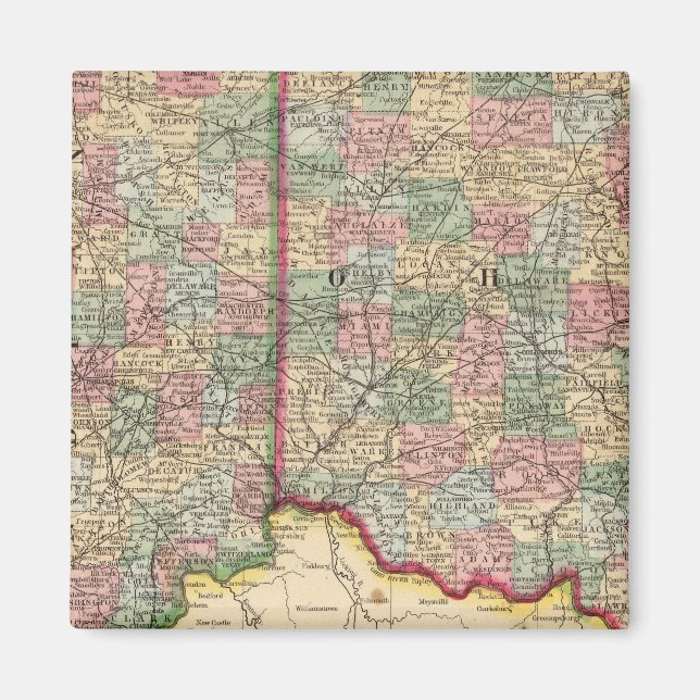 Aimant Ohio, Indiana Map par Mitchell (Devant)
