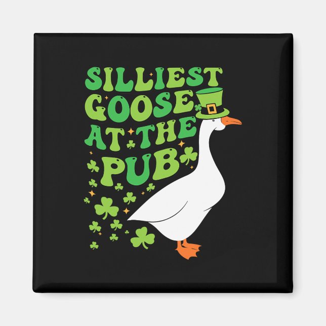 Aimant Oie la plus idiote au pub drôle shamrock St Patric (Devant)