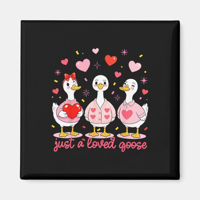 Aimant Oies de la Saint-Valentin juste une oie aimée drôl (Devant)