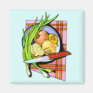 Aimant Oignons coupés et pommes de terre