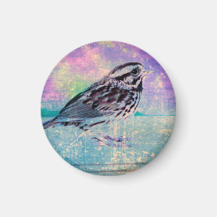 Aimant Oiseau Abstrait coloré : Oiseau chanteur vibrant