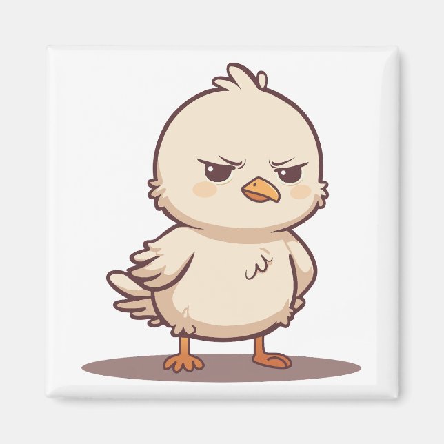 Aimant Oiseau Bébé Mignon Grincheux Dessin Animé Kawaii (Devant)