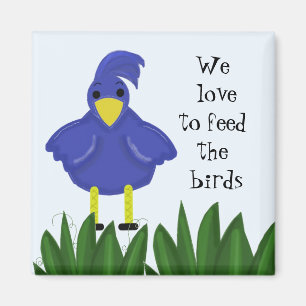 Aimant Oiseau Bleu avec Citation Mignonne