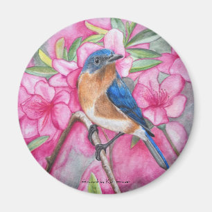 Aimant Oiseau bleu parmi l'AIMANT d'azalées