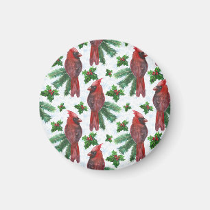 Aimant oiseau cardinal rouge aquarelle
