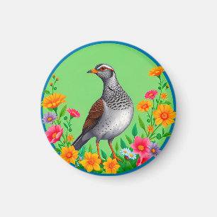 Aimant Oiseau Coloré Parmi des Fleurs Épanouies