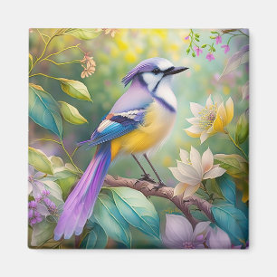 Aimant Oiseau de fantaisie Geai Violet Touffeté