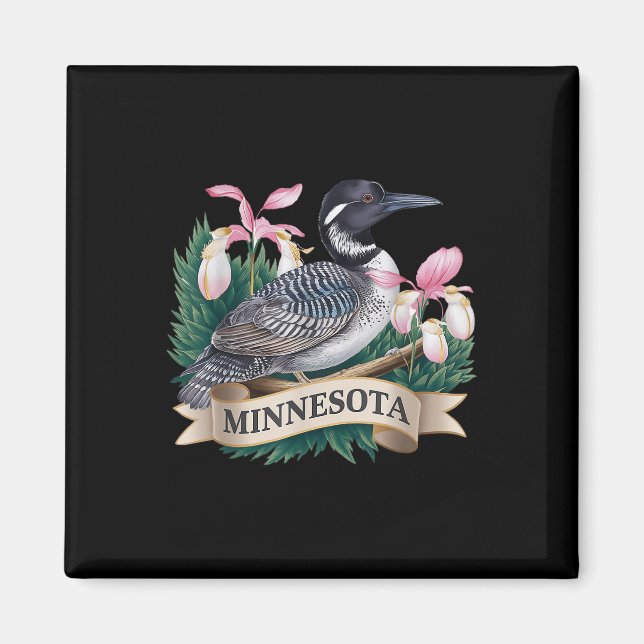Aimant Oiseau De Loon Commun Du Minnesota Et Chaussons De (Devant)