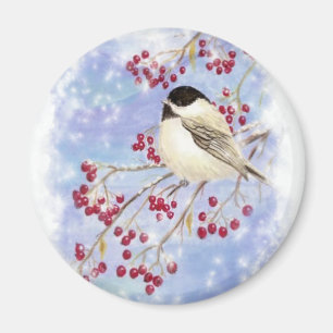 Aimant Oiseau d'hiver par la fenêtre de Milou. Scène de