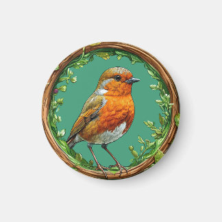 Aimant Oiseau encadré par des fleurs vibrantes