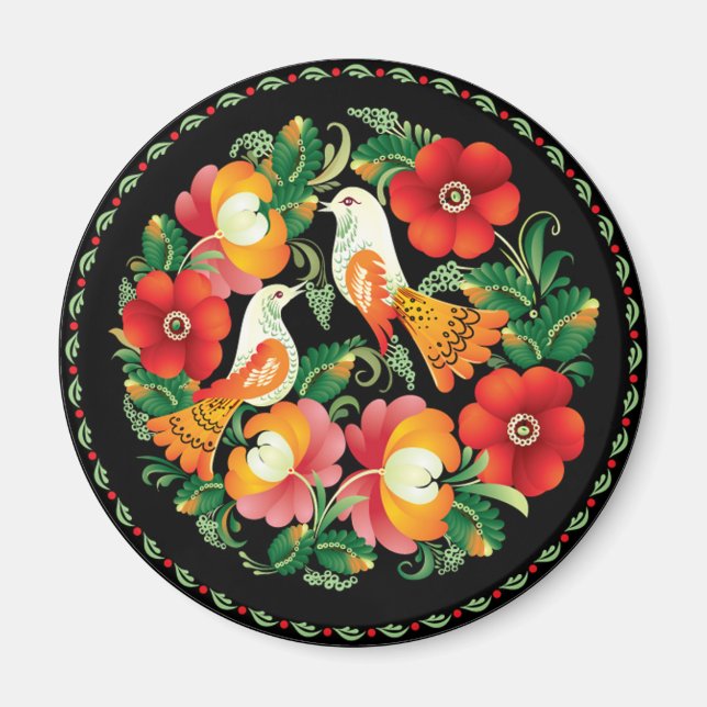 Aimant Oiseau et fleur hongrois OPUS (Devant)