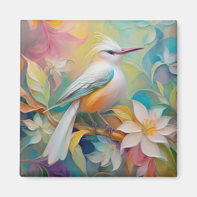 Aimant Oiseau Fantastique à Dos Doré Touffu (Devant)
