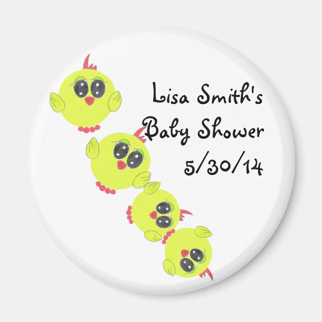 Aimant Oiseau jaune vert bébé (Devant)