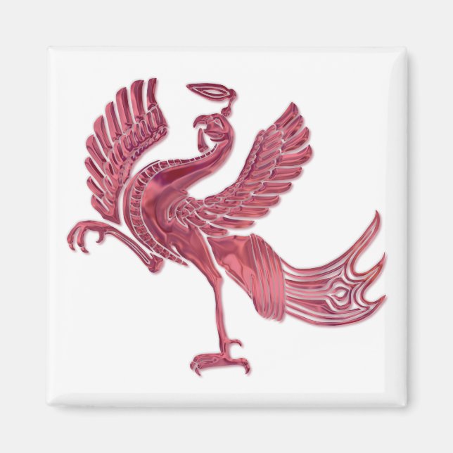 Aimant Oiseau rouge verre rouge (Devant)