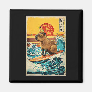 Aimant Oiseau sur Capyra faisant du surf sur une grande v