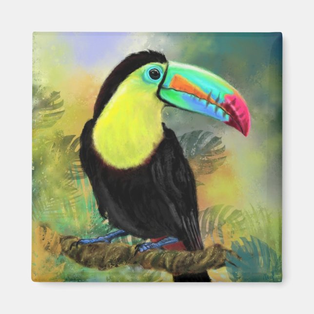 Aimant Oiseau Toucan Exotique Tropical - Peinture (Devant)