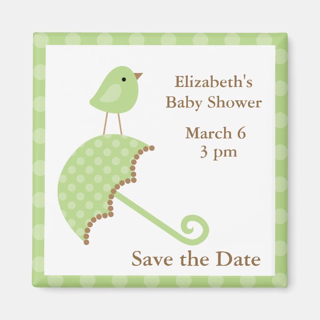 Aimant Oiseau vert et parapluie (Devant)