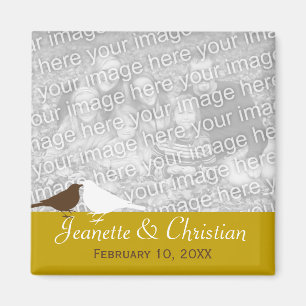 Aimant Oiseaux de l'amour marron chocolat photo personnal