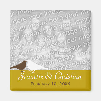 Aimant Oiseaux de l'amour marron chocolat photo personnal