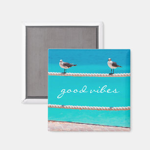Aimant Oiseaux de mer Turquoise Océan Photo Good Vibes