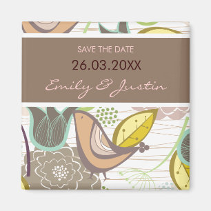 Aimant Oiseaux doux Floral Économisez La Date Mariage Mag