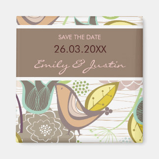 Aimant Oiseaux doux Floral Économisez La Date Mariage Mag