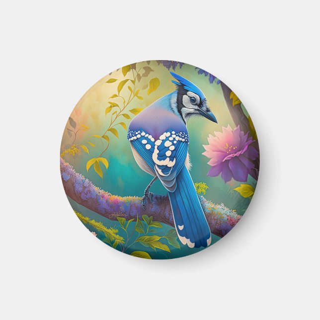 Aimant Oiseaux Fantastiques Geai Bleu (Devant)