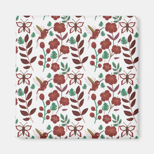 Aimant Oiseaux motifs et papillons floraux sans soudure