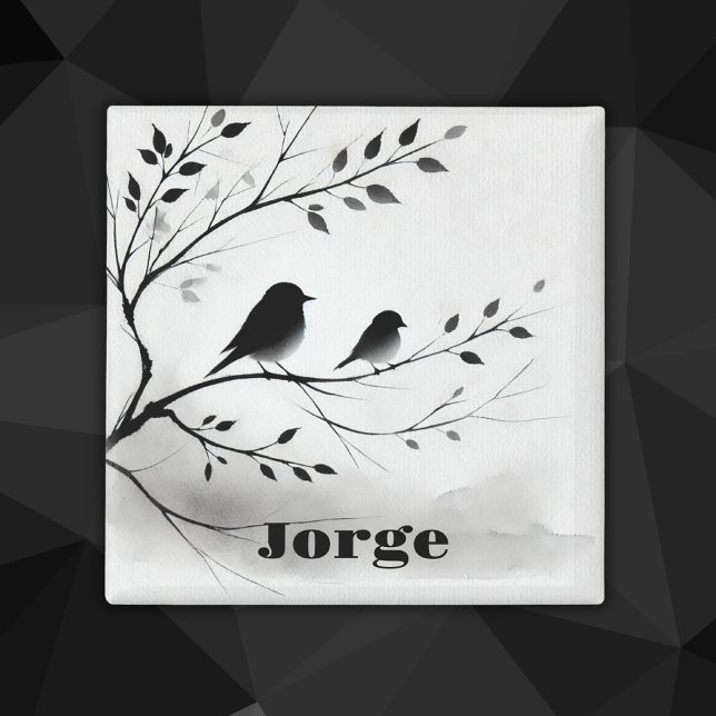 Aimant Oiseaux noirs et blancs simples perchés dans les a (Créateur téléchargé)