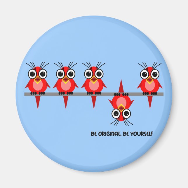 Aimant oiseaux rouges (Devant)