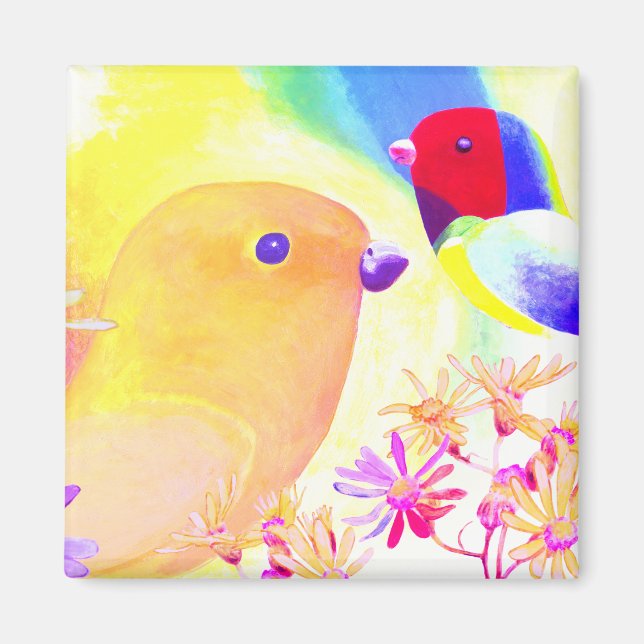 Aimant Oiseaux Tie-Dye lumineux (Devant)