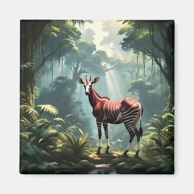 Aimant Okapi Dans La Forêt Pluviale, (Zebra Giraffe) (Devant)