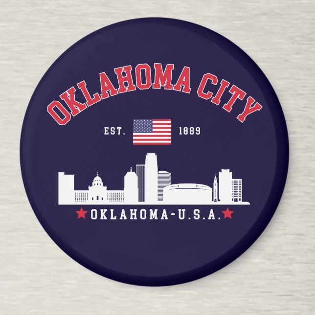 Aimant Oklahoma City Skyline & Flag Souvenir  (Créateur téléchargé)