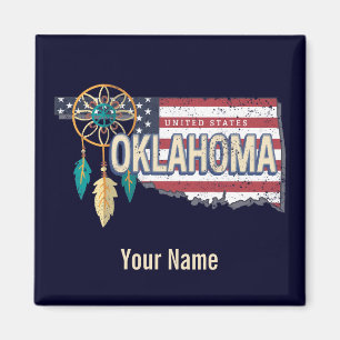 Aimant Oklahoma États-Unis Carte Retro Vintage USA