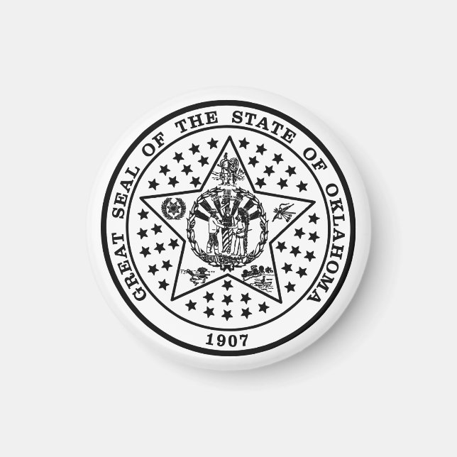 Aimant Oklahoma State Seal (black and white) (Devant)