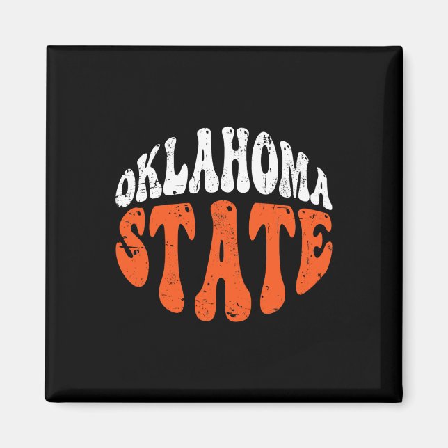 Aimant Oklahoma State Tee.retro Design Distressed Vintage (Devant)