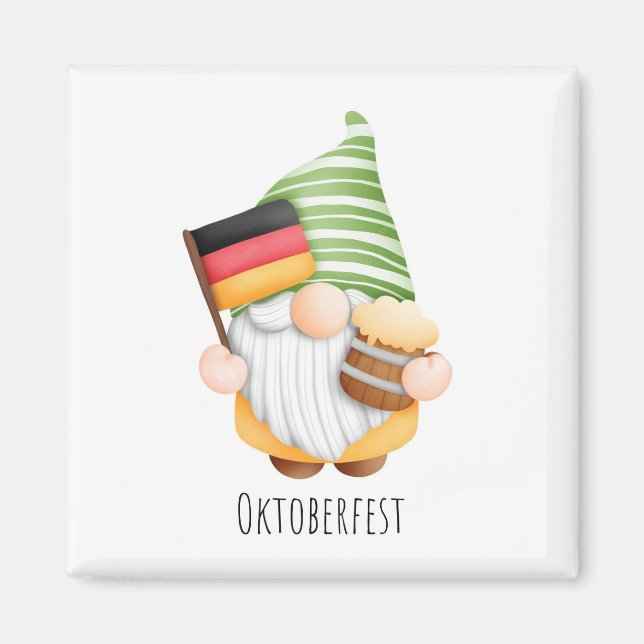 Aimant Oktoberfest Allemagne Drapeau mignon Gnome (Devant)