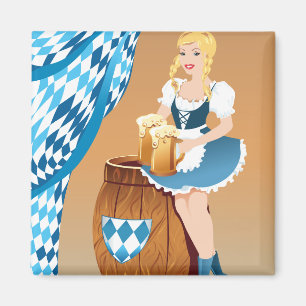 Aimant oktoberfest blonde bière fille