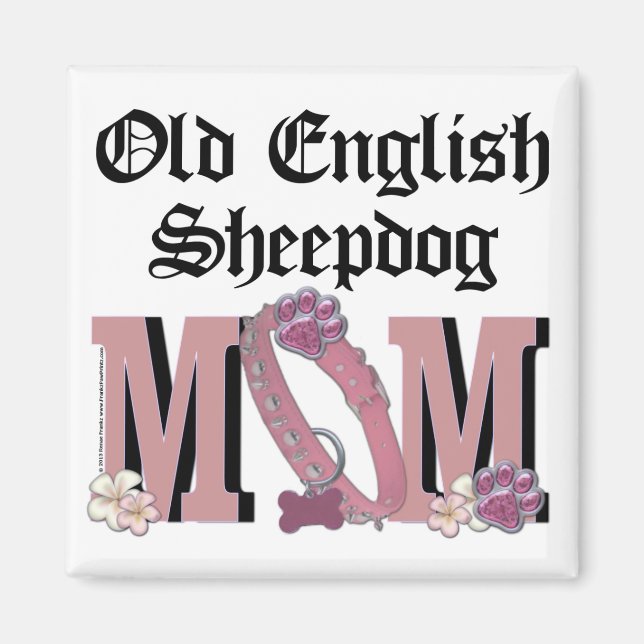 Aimant Old English Sheepdog MOM (Devant)
