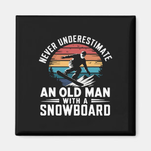 Aimant Old Man Snowboard Amant Humour Design Drôle Neige