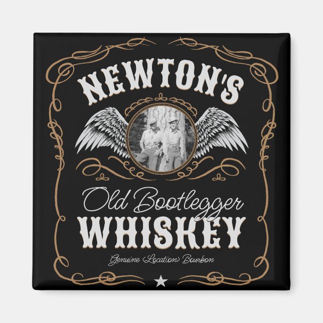 Aimant Old Moonshine Whiskey Étiquette AJOUTER PHOTO Nom  (Devant)