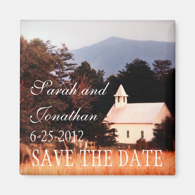 Aimant Old Mountain Church Enregistrer La Date (Devant)