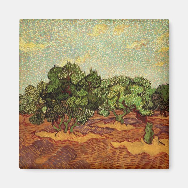 Aimant Olive Grove, ciel bleu pâle par Vincent van Gogh (Devant)