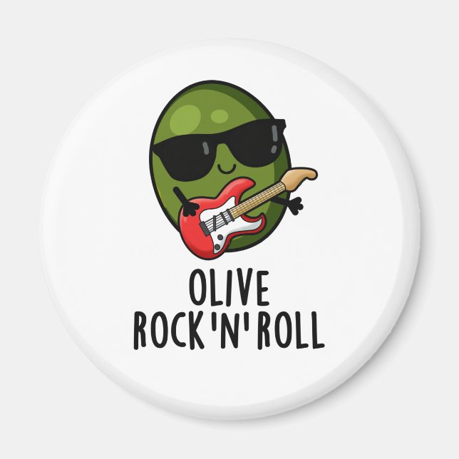 Aimant Olive Rock Et Roll Funky Rocker Olive Pun (Devant)