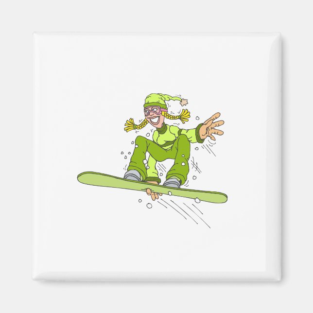 Aimant Olive Snowboard Girl (Devant)