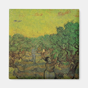 Aimant Oliveraie avec personnages cueillant des olives, V