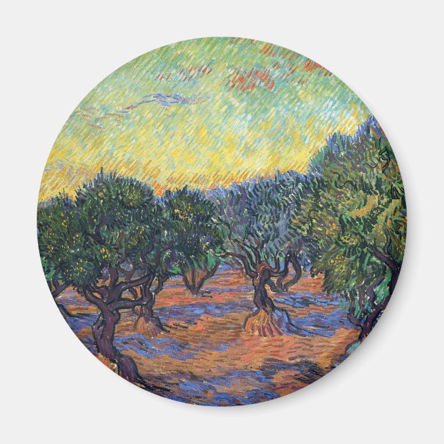 Aimant Oliveraie de Vincent Van Gogh Impressionnisme Art (Devant)