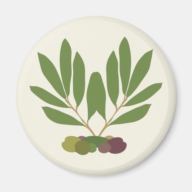 Aimant Olives minimalistes et branches. (Devant)