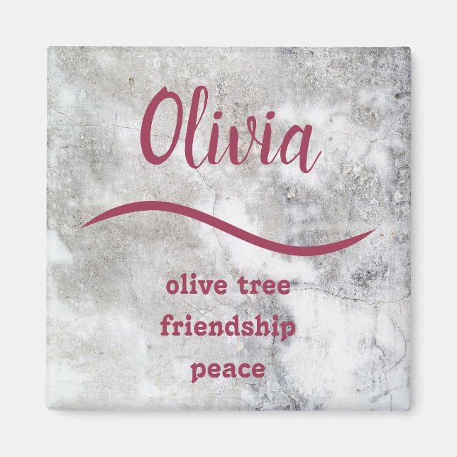 Aimant {Olivia} Nom Signification de l'aimant (Devant)